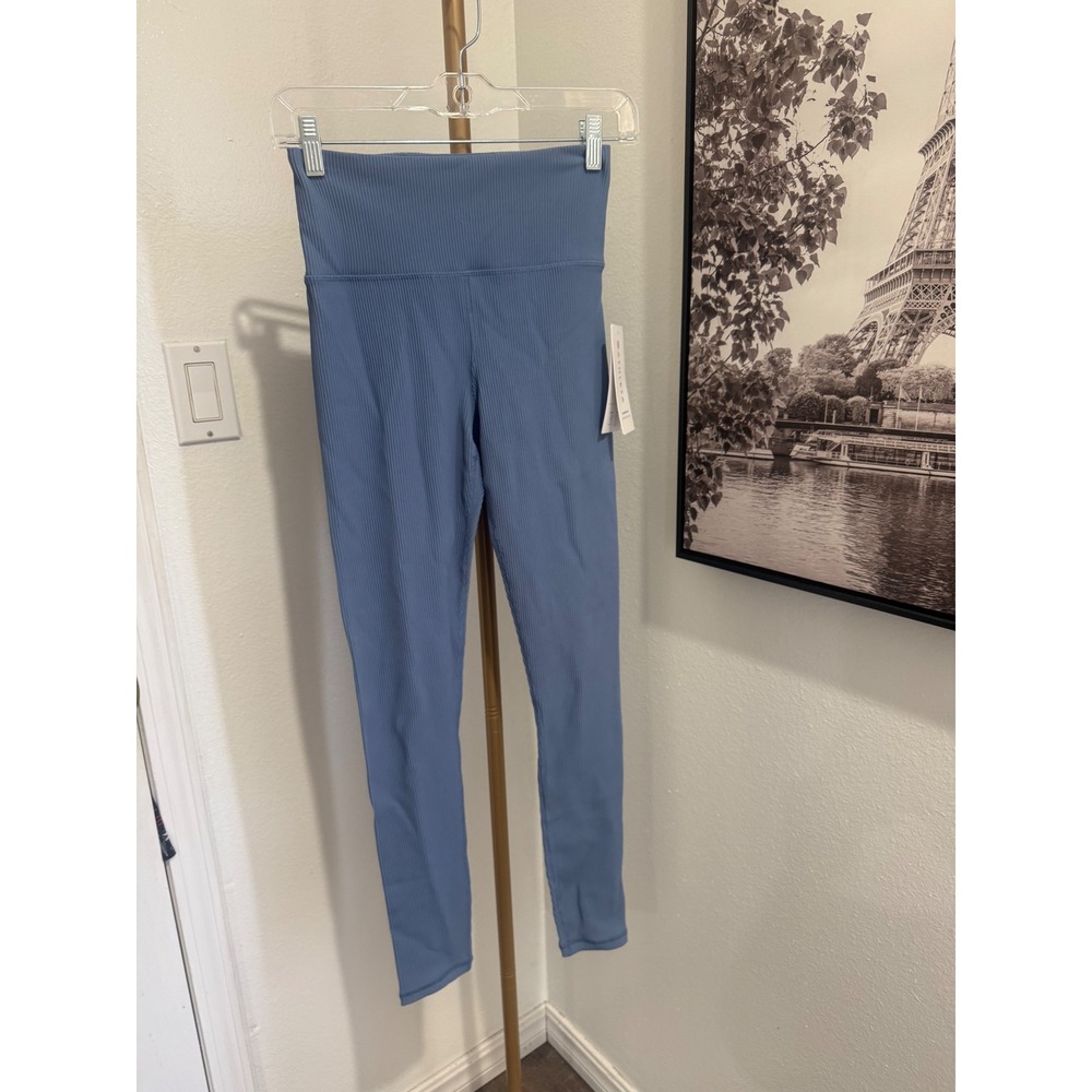 Athleta Elation Rib Tight High Rise Leggings Blue 631867-07 Small NWT